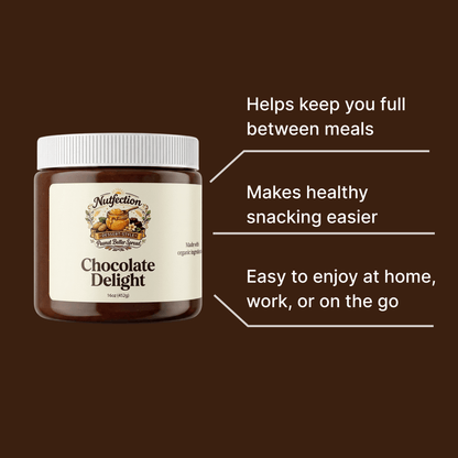 Banner highlighting Chocolate Delight as a nutritious and tasty snack.